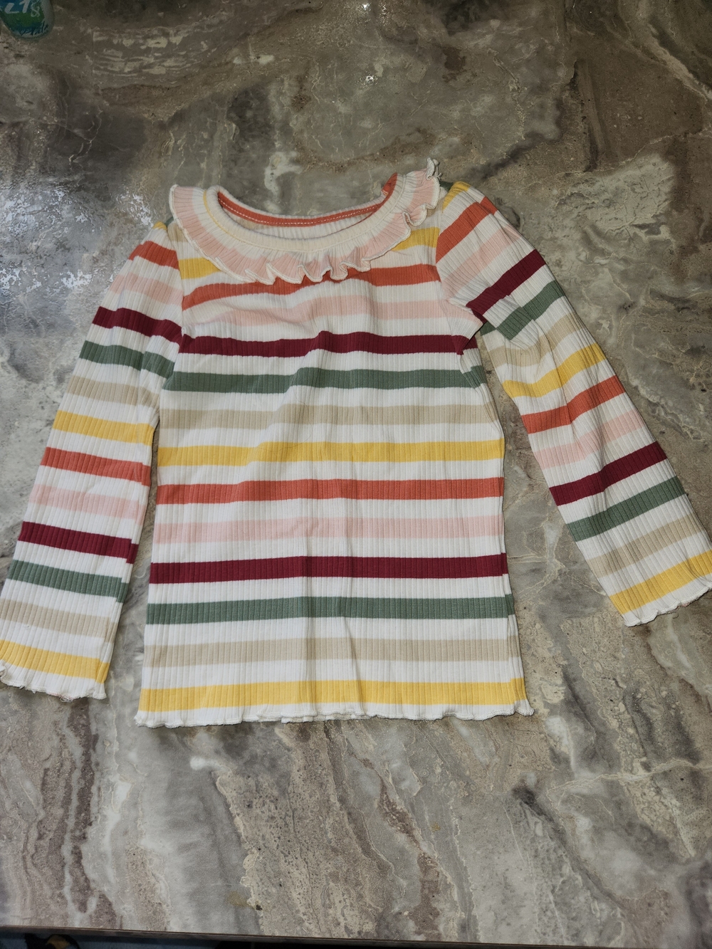 Garanimals Multicolor Striped Ruffle Neck Long Sleeve Top